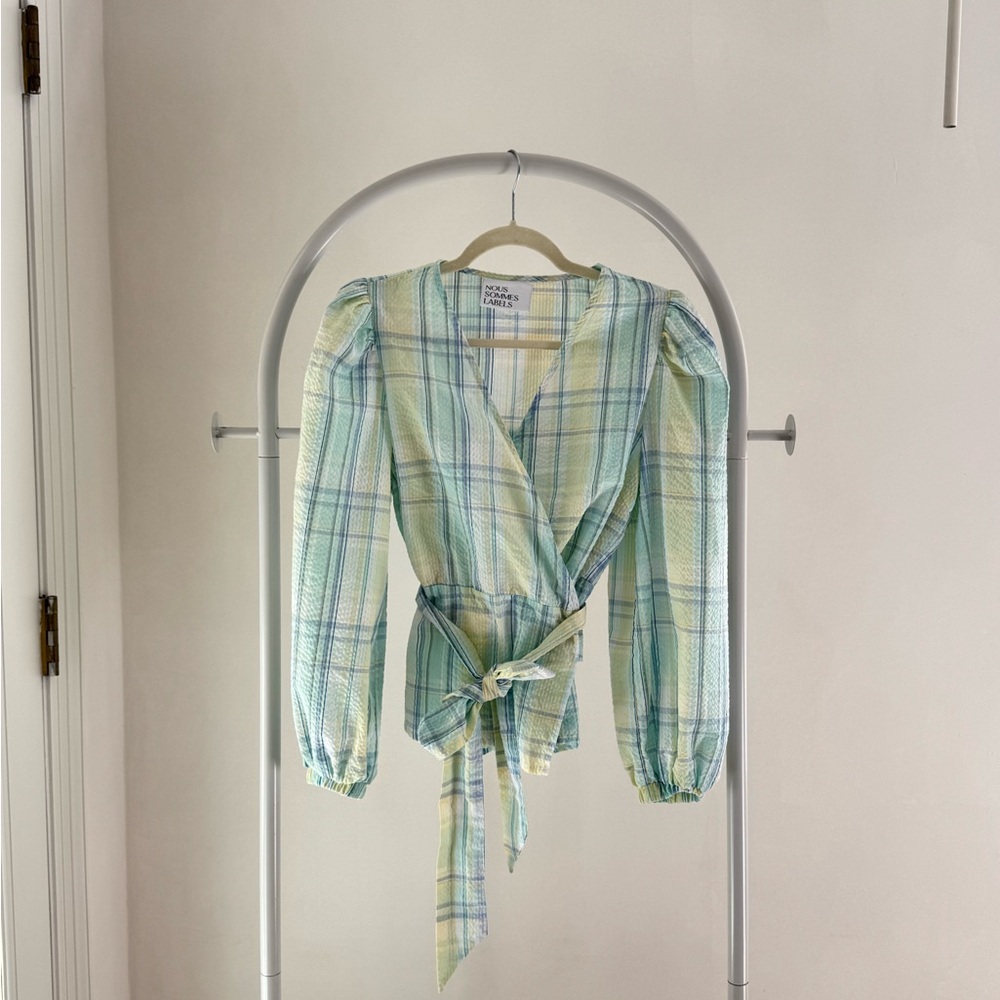 Nous Sommes Labels Amsterdam brand Plaid Wrap Top, M